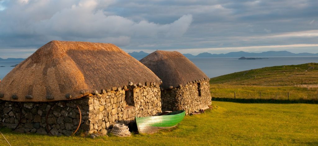 Old Orkney Crofts with thatch rooves
