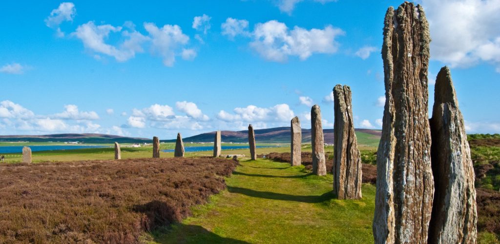 A view of one of Orkney's attractions, the ancient Orkney Standing Stones
