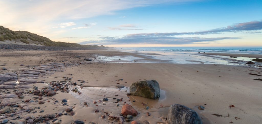 Sinclair Bay Beach at Reiss near Wick on the eastern coast of Scotland