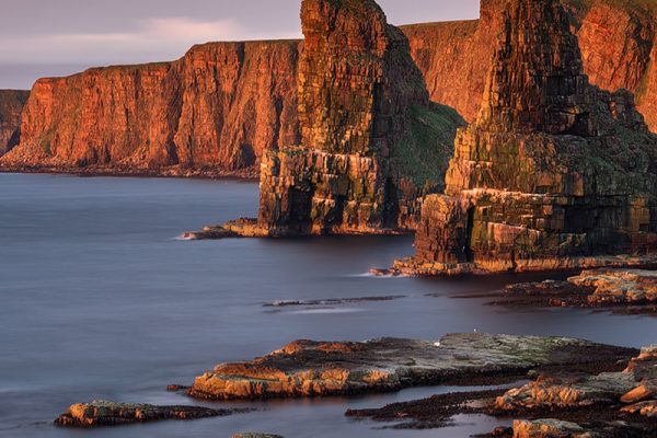 The stacks of Duncansby at sunset in Caithness