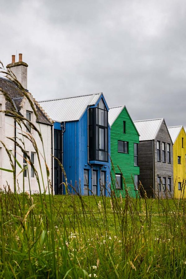 Colourful buildings on the seafront at John O'Groats