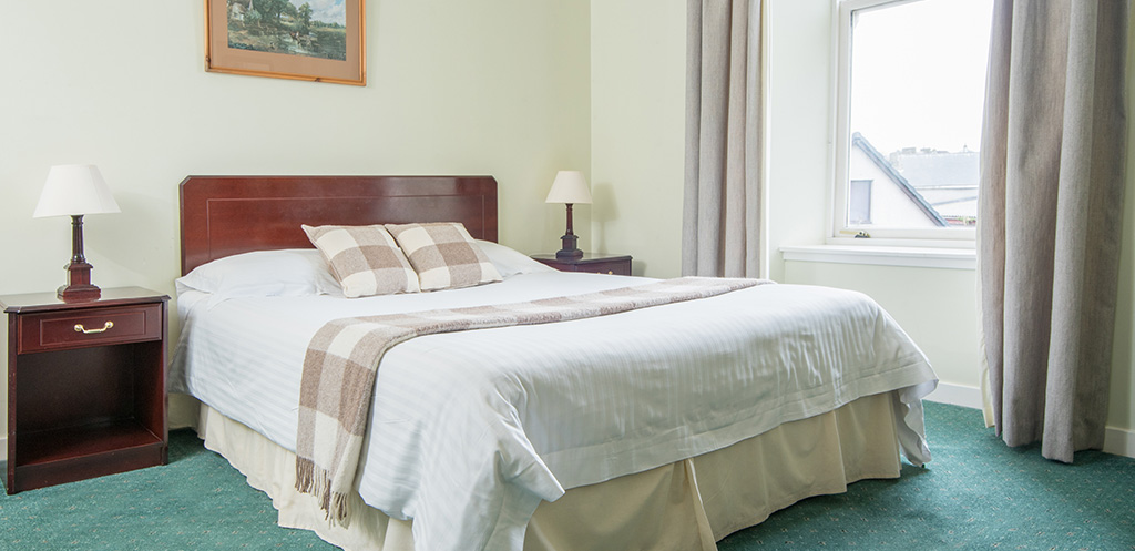 One of the comfortable beds at Mackays Hotel, Wick Caithness