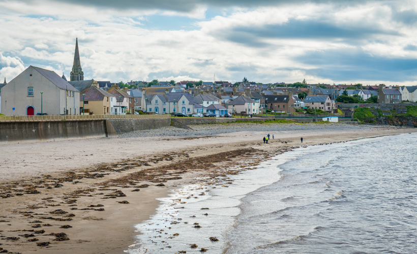 Thurso town and beach in Scotland