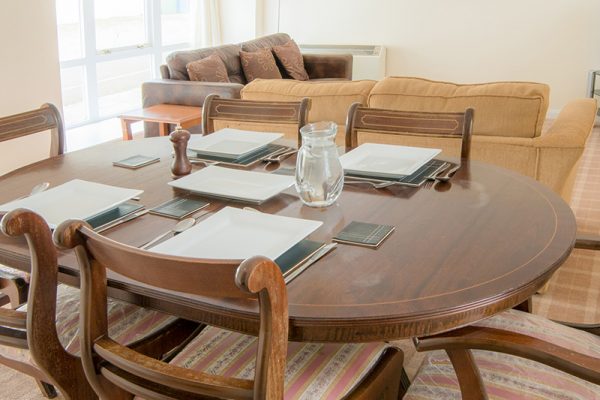 Open plan dining and living area in a Townhouse belonging to Mackays Hotel