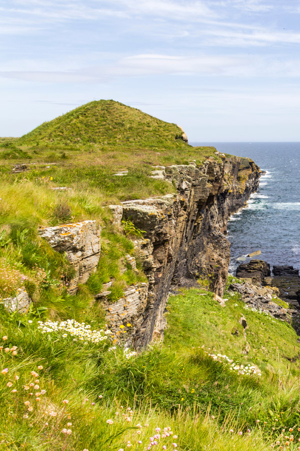 Rocks beside Castle of Old Wick in Scotland