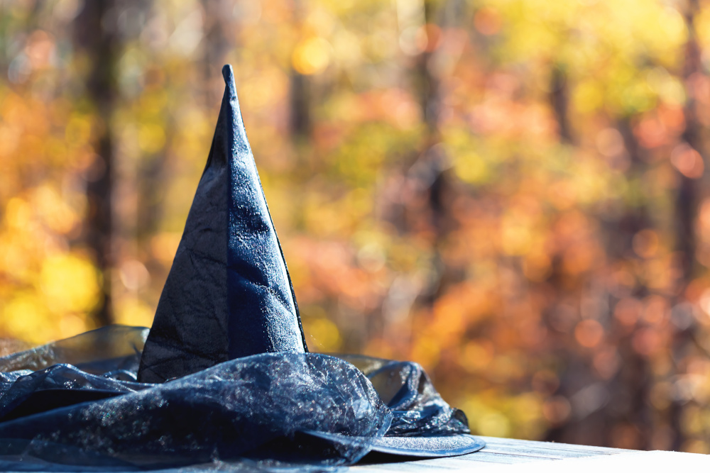 Witches hat with an autumnal background