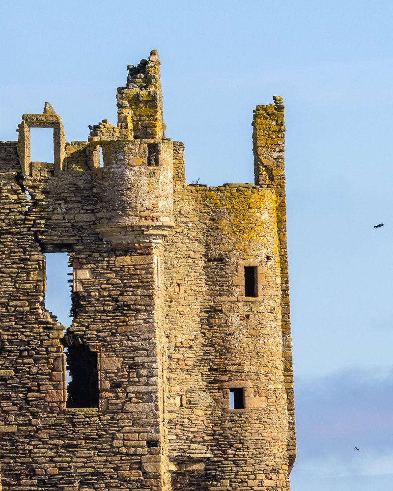 Close up of Keiss Castle tower house