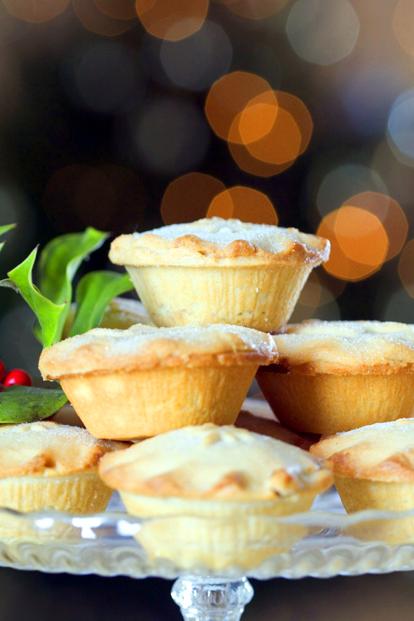 Festive mince pies on a plate