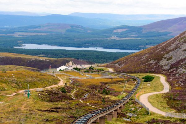 Funicular train tracks in Cairngorm national park