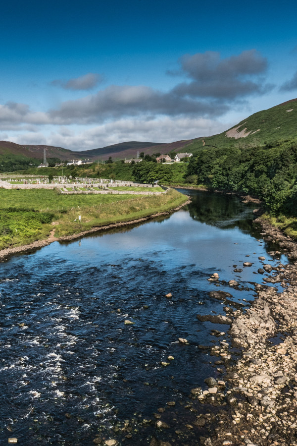River Helmsdale flowing through the village of Helmsdale