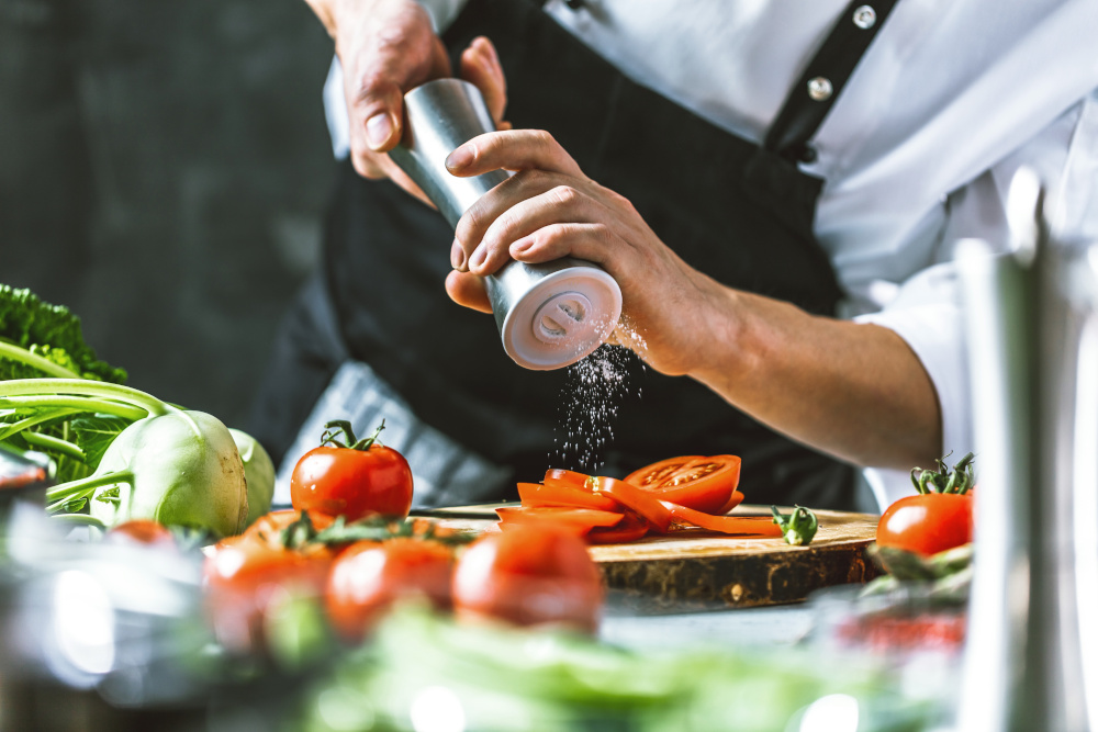 Chef preparing vegetables 