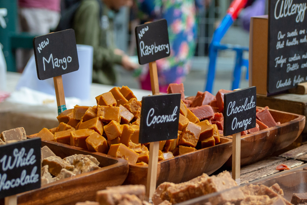 Fudge for sale at a food market