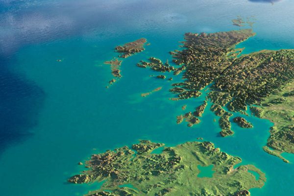Illustration of Scotland on planet earth