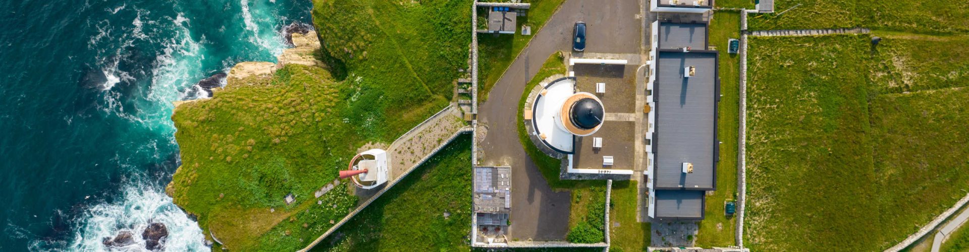 Aerial view of Dunnet Head lighthouse