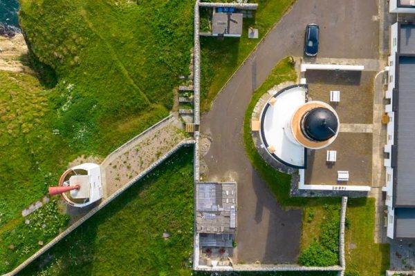 Aerial view of Dunnet Head lighthouse