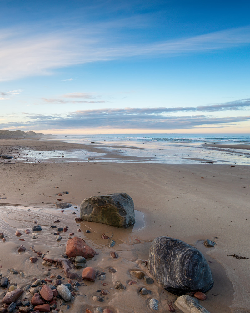 Sinclair Bay beach at Reiss near Wick on the eastern coast of Scotland
