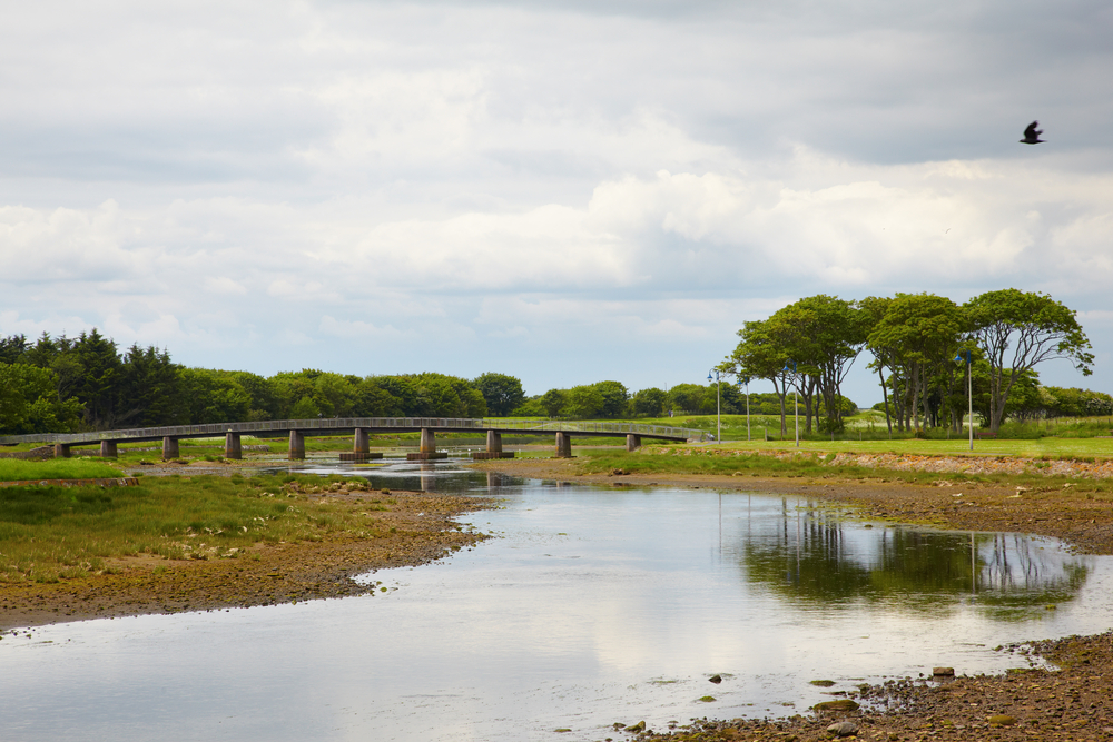 View on bridge over Wick River, Wick, Scotland.